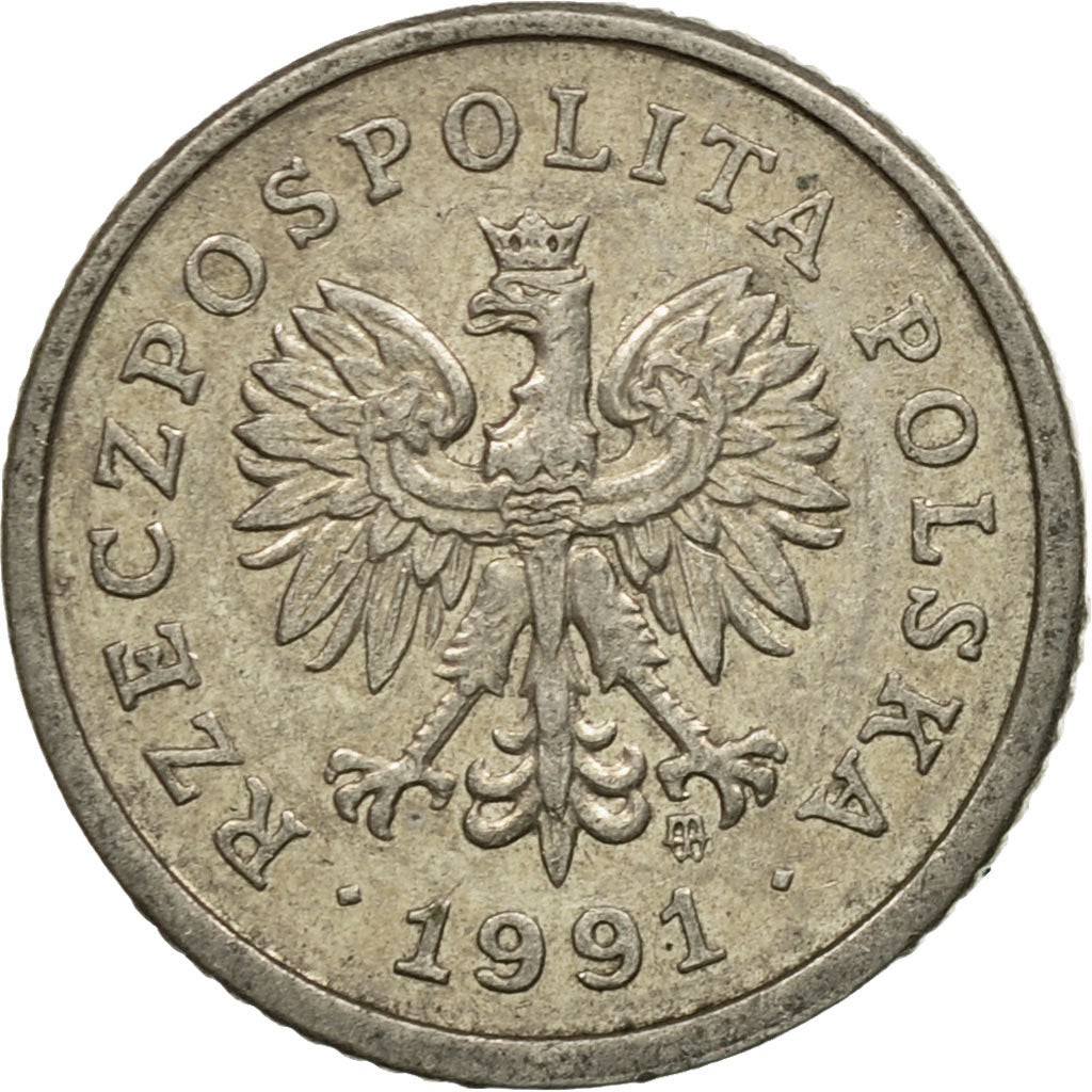 Moneda, Polonia, 10 Groszy, 1991, Warsaw, MBC, Cobre - níquel, KM:279
