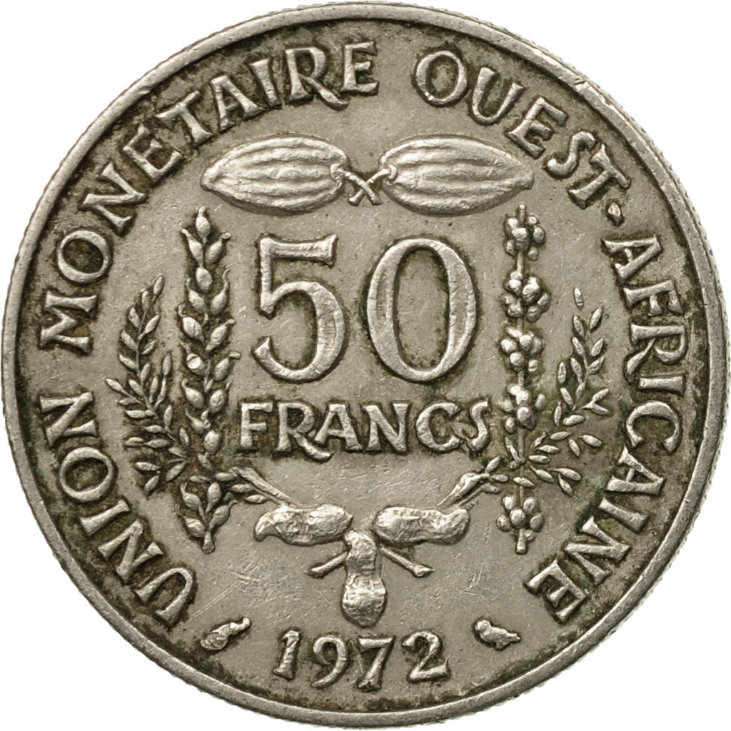 Coin, West African States, 50 Francs, 1972, Paris, EF(40-45), Copper-nickel