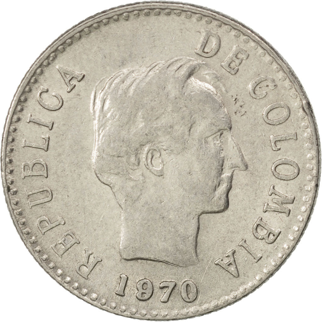 Coin, Colombia, 20 Centavos, 1970, AU(50-53), Nickel Clad Steel, KM:237