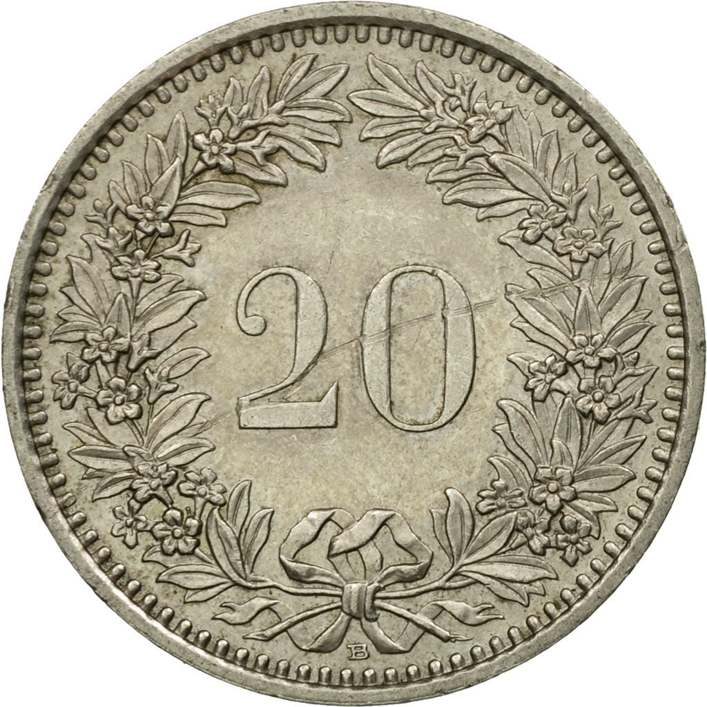 Münze, Schweiz, 20 Rappen, 1989, Bern, SS, Copper-nickel, KM:29a