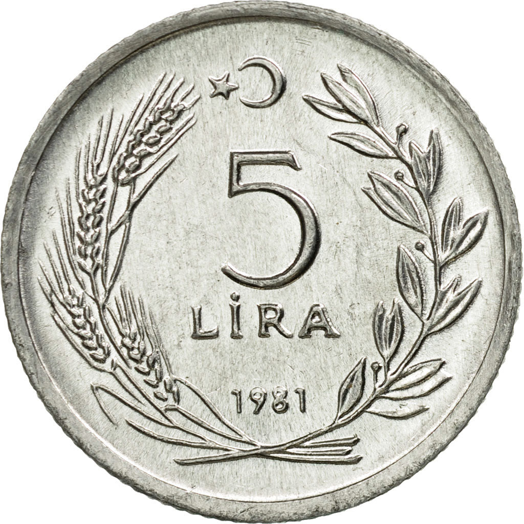 Monnaie, Turquie, 5 Lira, 1981, TTB, Aluminium, KM:944