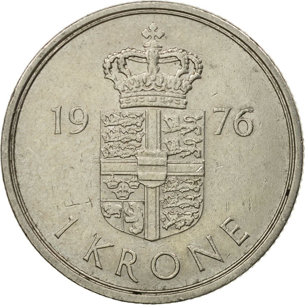 Moneta, Danimarca, Margrethe II, Krone, 1976, Copenhagen, BB, Rame-nichel