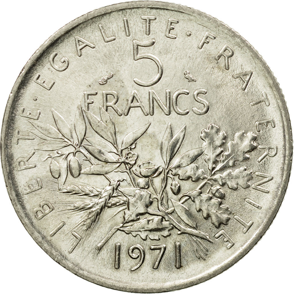 Coin, France, Semeuse, 5 Francs, 1971, Paris, AU(55-58), Nickel Clad