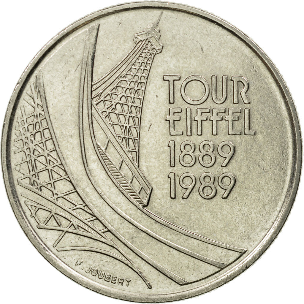 Coin, France, Tour Eiffel, 5 Francs, 1989, Paris, EF(40-45), Nickel, KM:968
