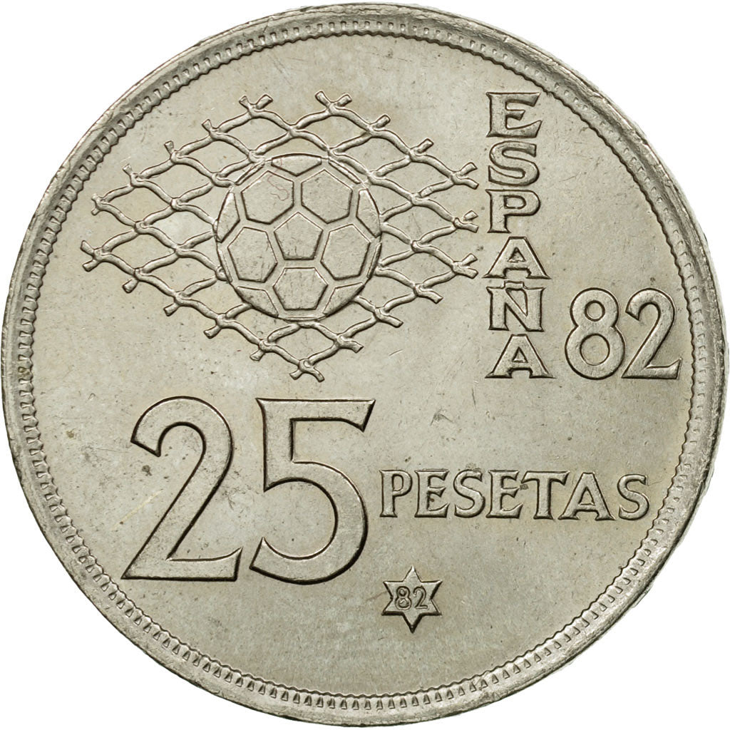 Coin, Spain, Juan Carlos I, 25 Pesetas, 1982, AU(55-58), Copper-nickel, KM:818