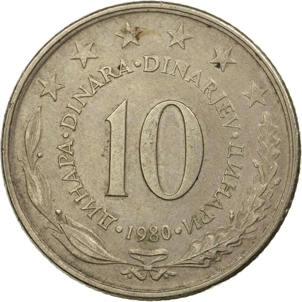 Coin, Yugoslavia, 10 Dinara, 1980, EF(40-45), Copper-nickel, KM:62