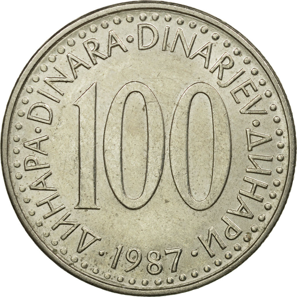 Coin, Yugoslavia, 100 Dinara, 1987, EF(40-45), Copper-Nickel-Zinc, KM:114