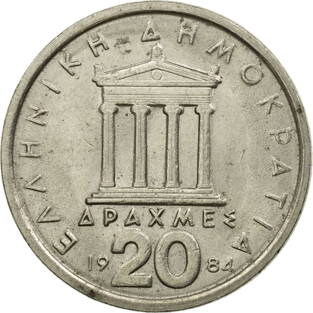 Coin, Greece, 20 Drachmes, 1984, EF(40-45), Copper-nickel, KM:133