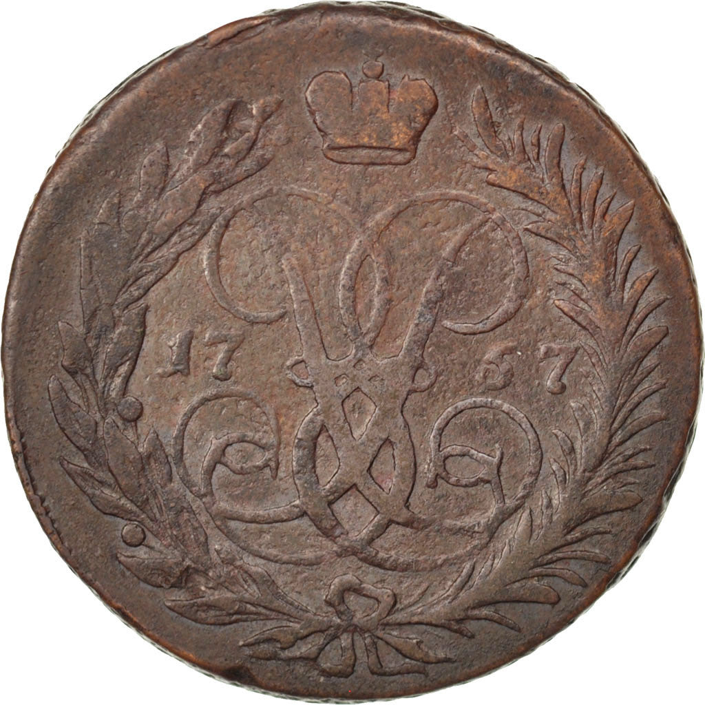 Coin, Russia, Elizabeth, 2 Kopeks, 1757, VF(30-35), Copper, KM:7.2