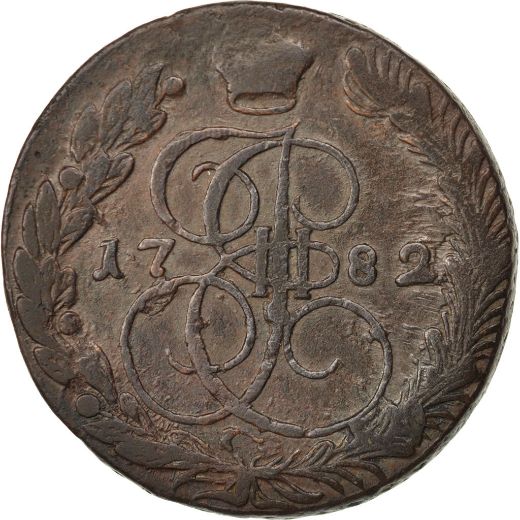 Moneda, Rusia, Catherine II, 5 Kopeks, 1782, Ekaterinbourg, MBC, Cobre, KM:59.3