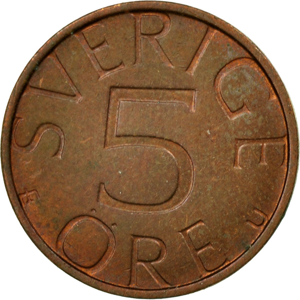 Moneta, Szwecja, Carl XVI Gustaf, 5 Öre, 1982, EF(40-45), Mosiądz, KM:849a