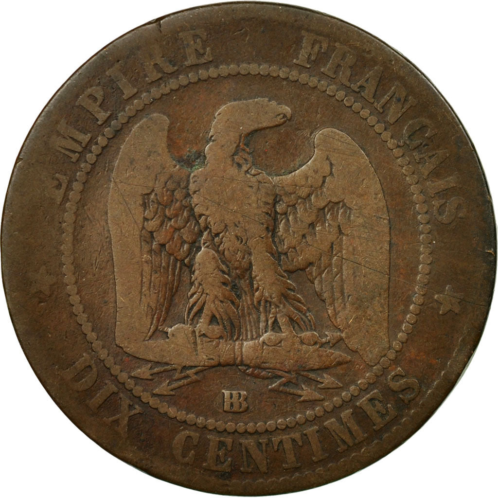 Moneta, Francia, Napoleon III, Napoléon III, 10 Centimes, 1861, Strasbourg, MB