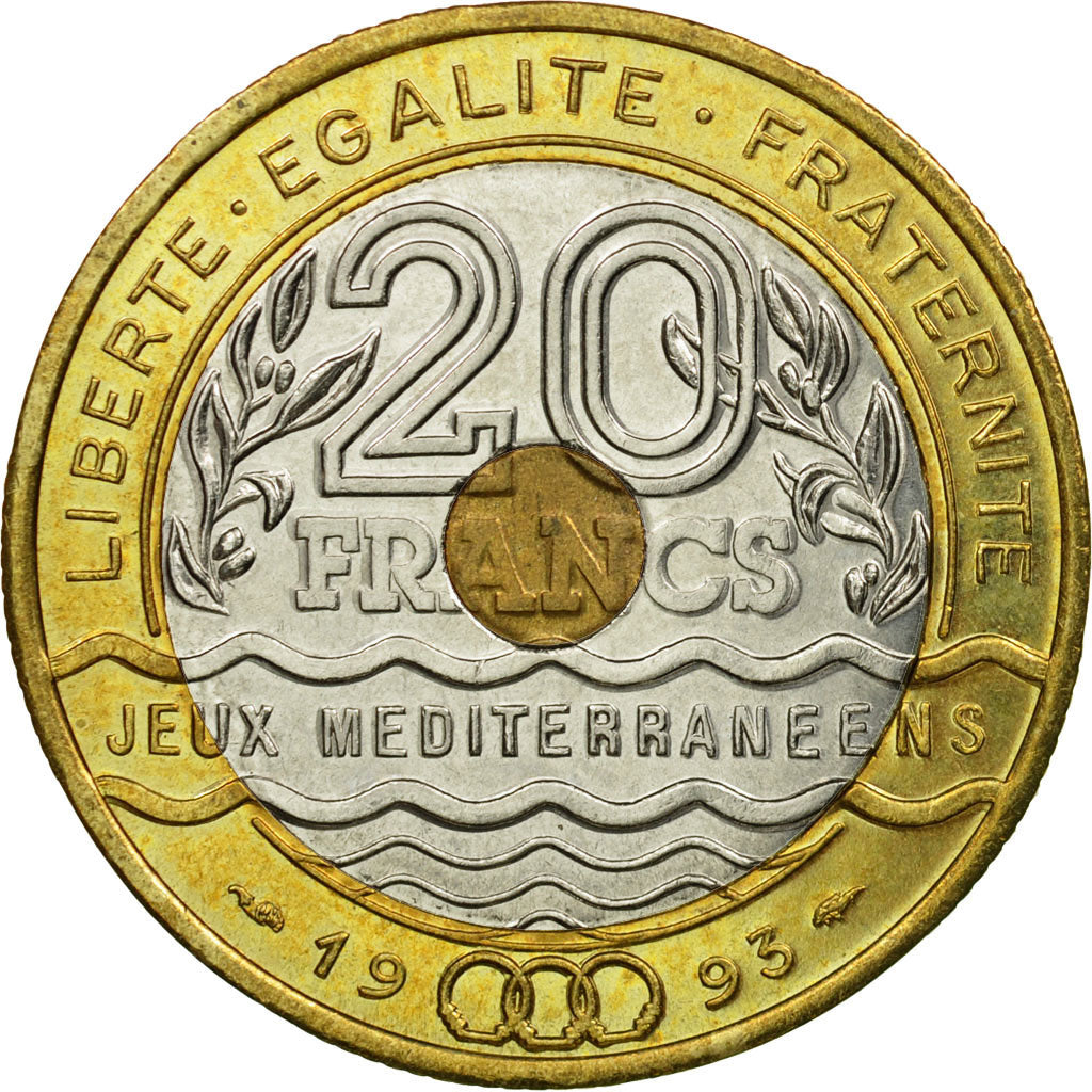 Moneta, Francja, Jeux Méditerranéens, 20 Francs, 1993, Paris, AU(55-58)