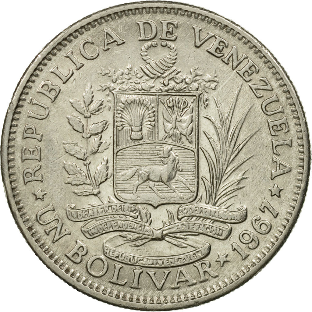 Coin, Venezuela, Bolivar, 1967, British Royal Mint, EF(40-45), Nickel, KM:42