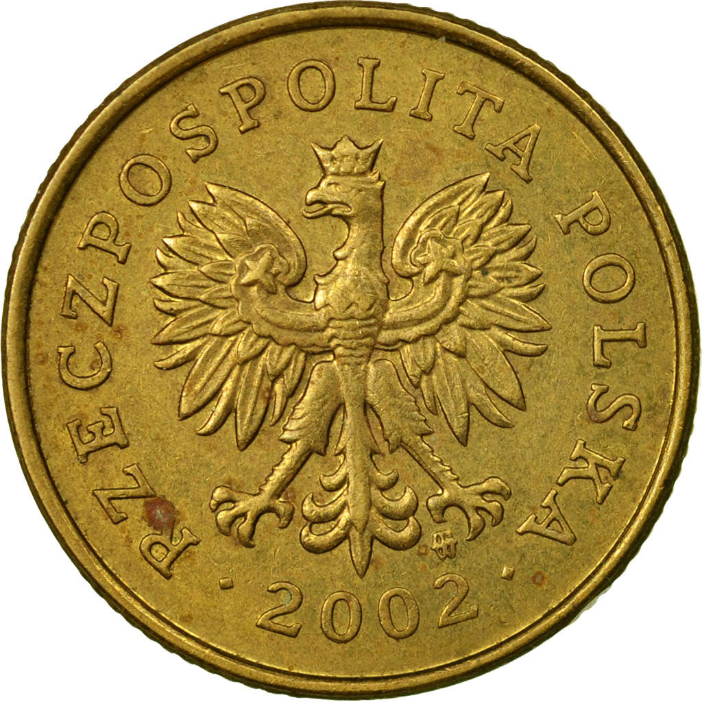 Moneda, Polonia, 5 Groszy, 2002, Warsaw, MBC, Latón, KM:278