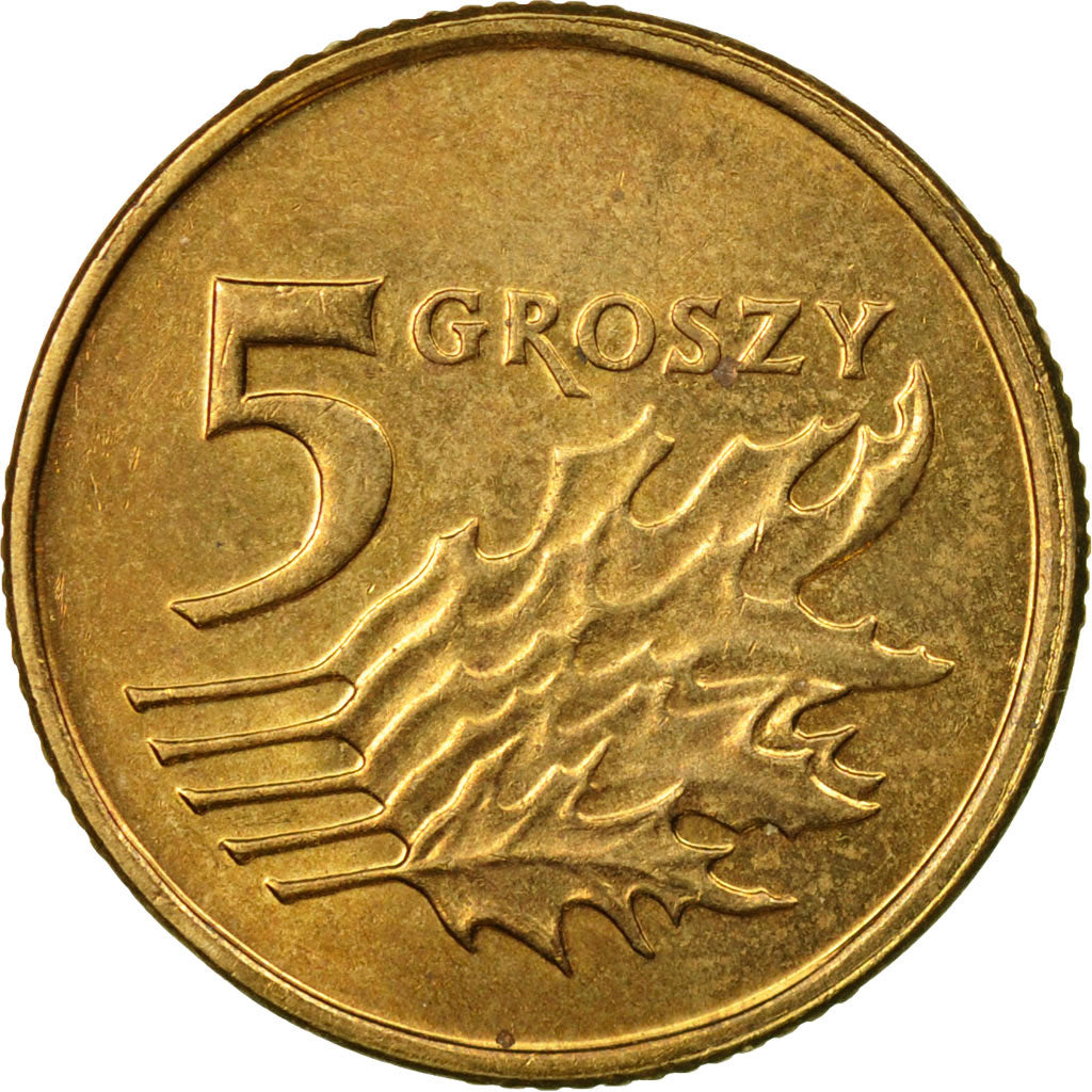 Moneda, Polonia, 5 Groszy, 2009, Warsaw, MBC, Latón, KM:278