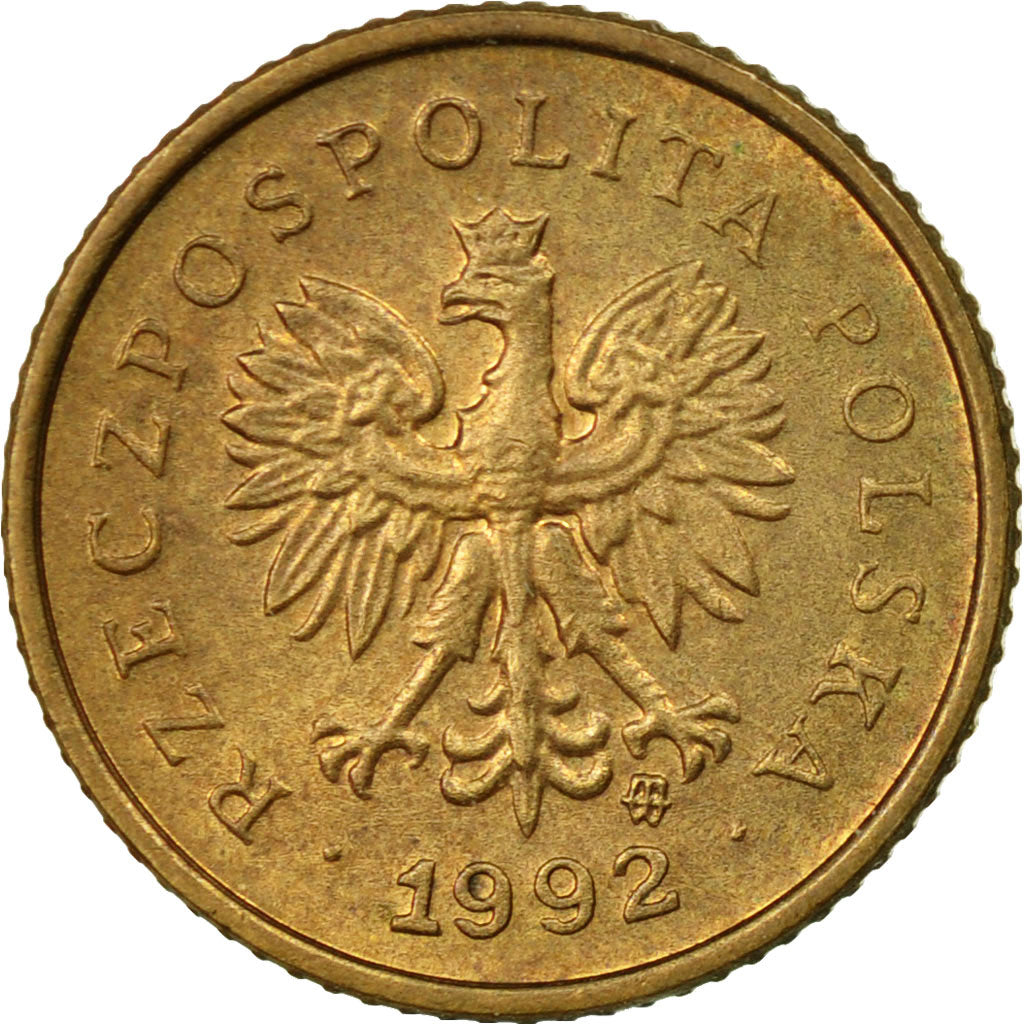 Coin, Poland, Grosz, 1992, Warsaw, EF(40-45), Brass, KM:276