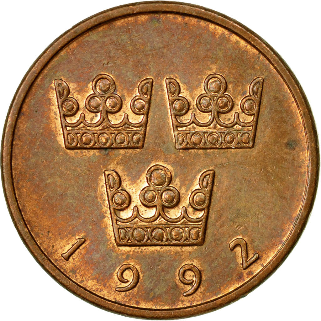 Moneta, Svezia, Carl XVI Gustaf, 50 Öre, 1992, BB, Bronzo, KM:878