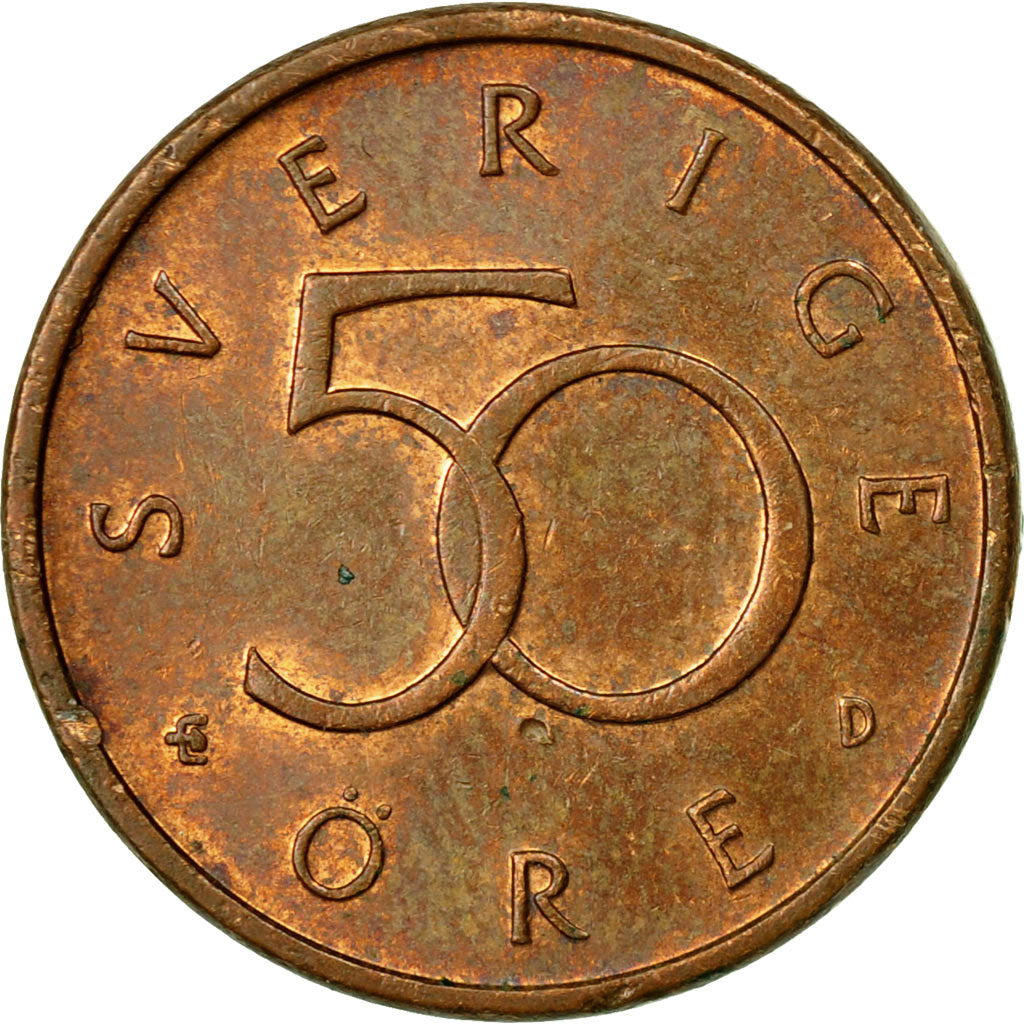 Moneta, Svezia, Carl XVI Gustaf, 50 Öre, 1992, BB, Bronzo, KM:878