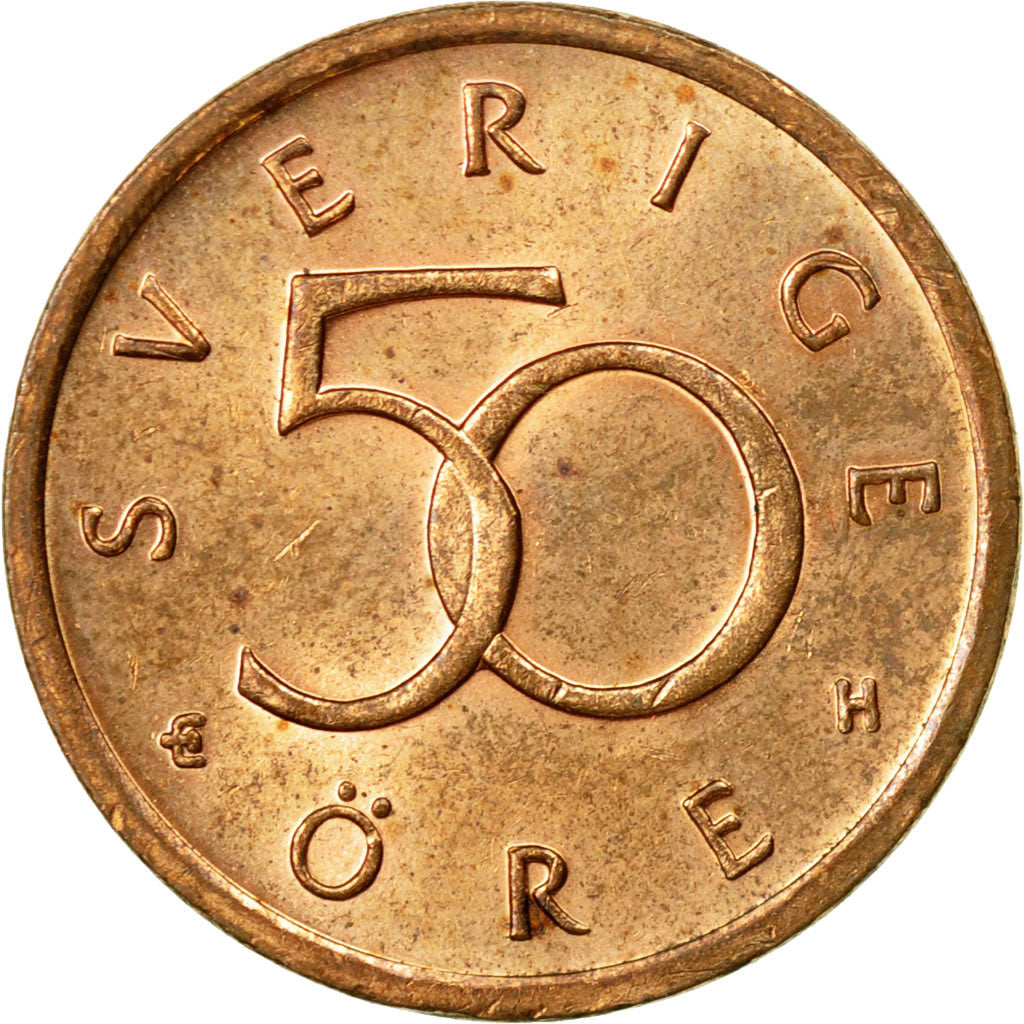 Moneta, Svezia, Carl XVI Gustaf, 50 Öre, 2004, BB, Bronzo, KM:878