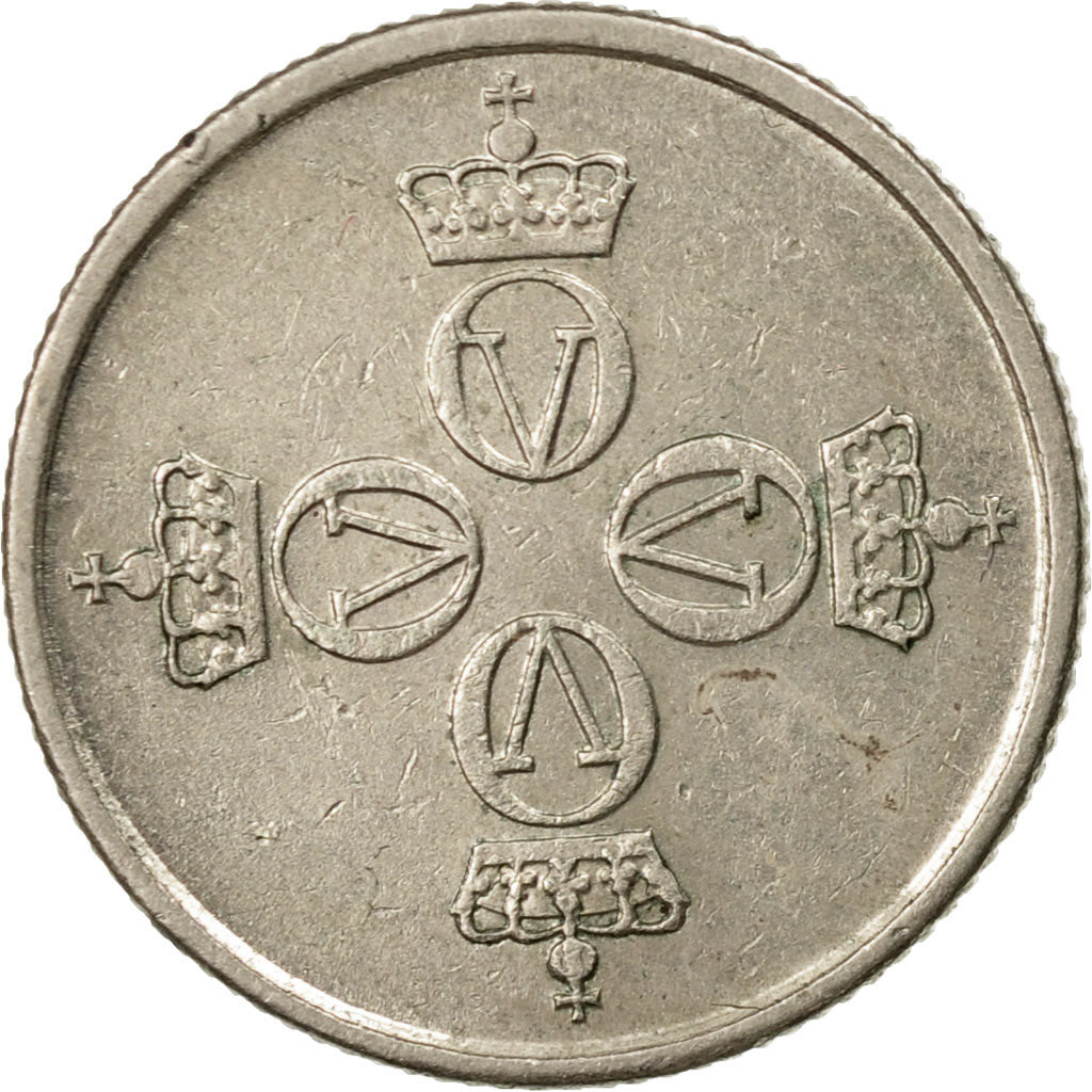 Coin, Norway, Olav V, 25 Öre, 1976, EF(40-45), Copper-nickel, KM:417