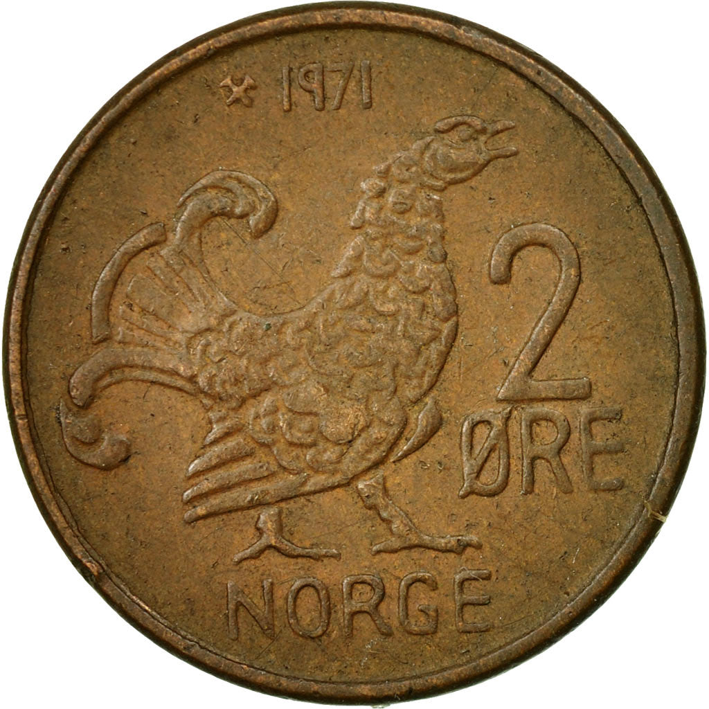 Coin, Norway, Olav V, 2 Öre, 1971, EF(40-45), Bronze, KM:410
