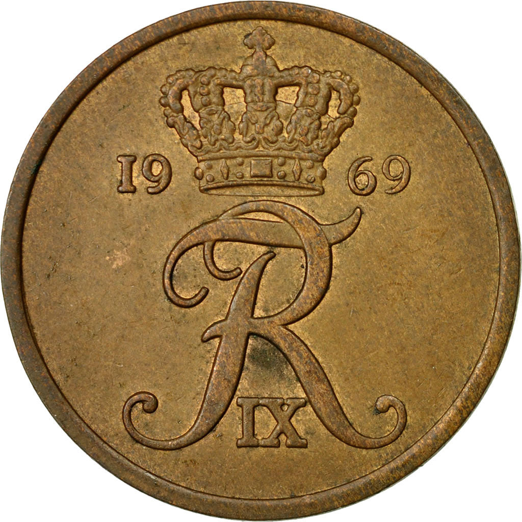 Coin, Denmark, Frederik IX, 5 Öre, 1969, Copenhagen, EF(40-45), Bronze