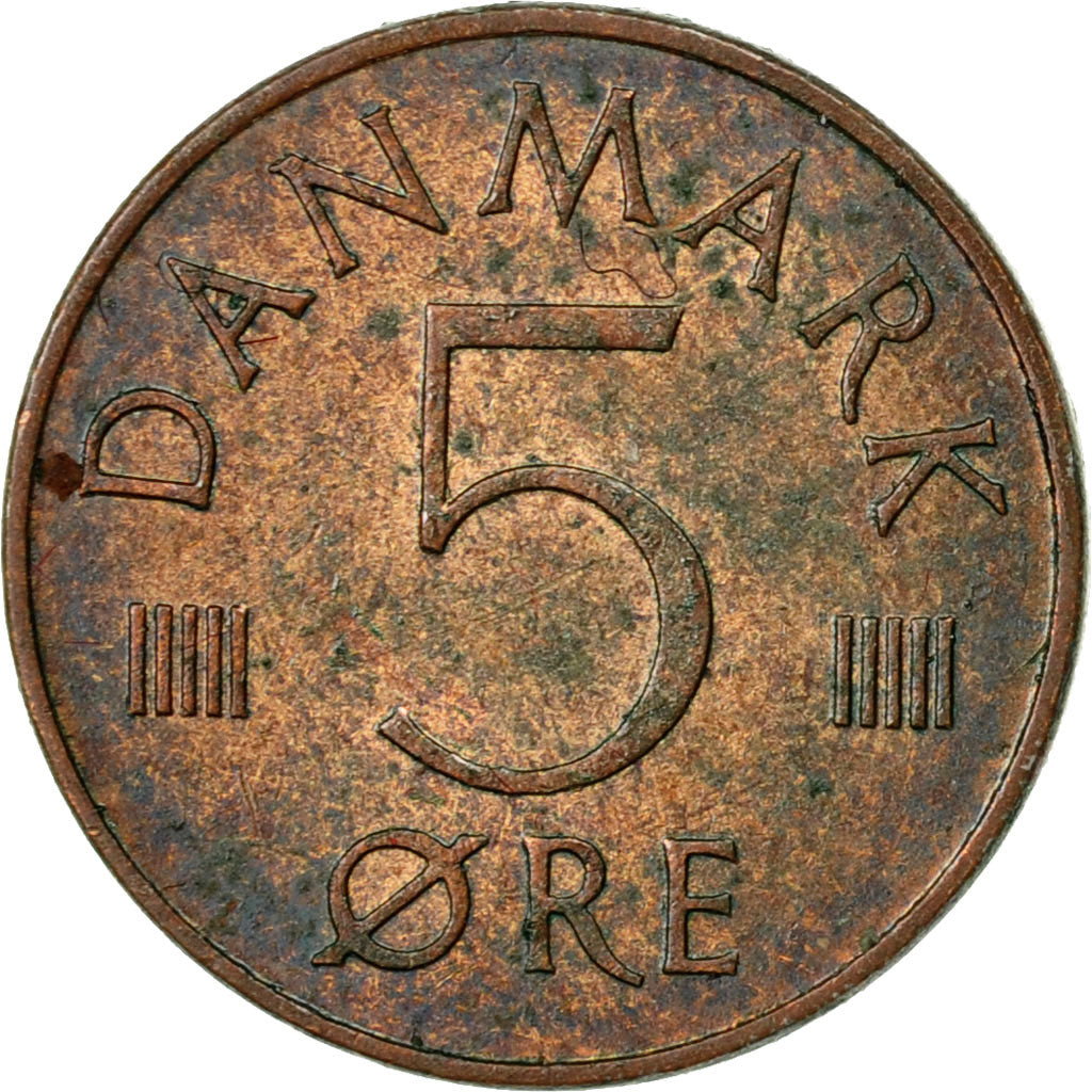 Coin, Denmark, Margrethe II, 5 Öre, 1973, Copenhagen, EF(40-45), Copper Clad