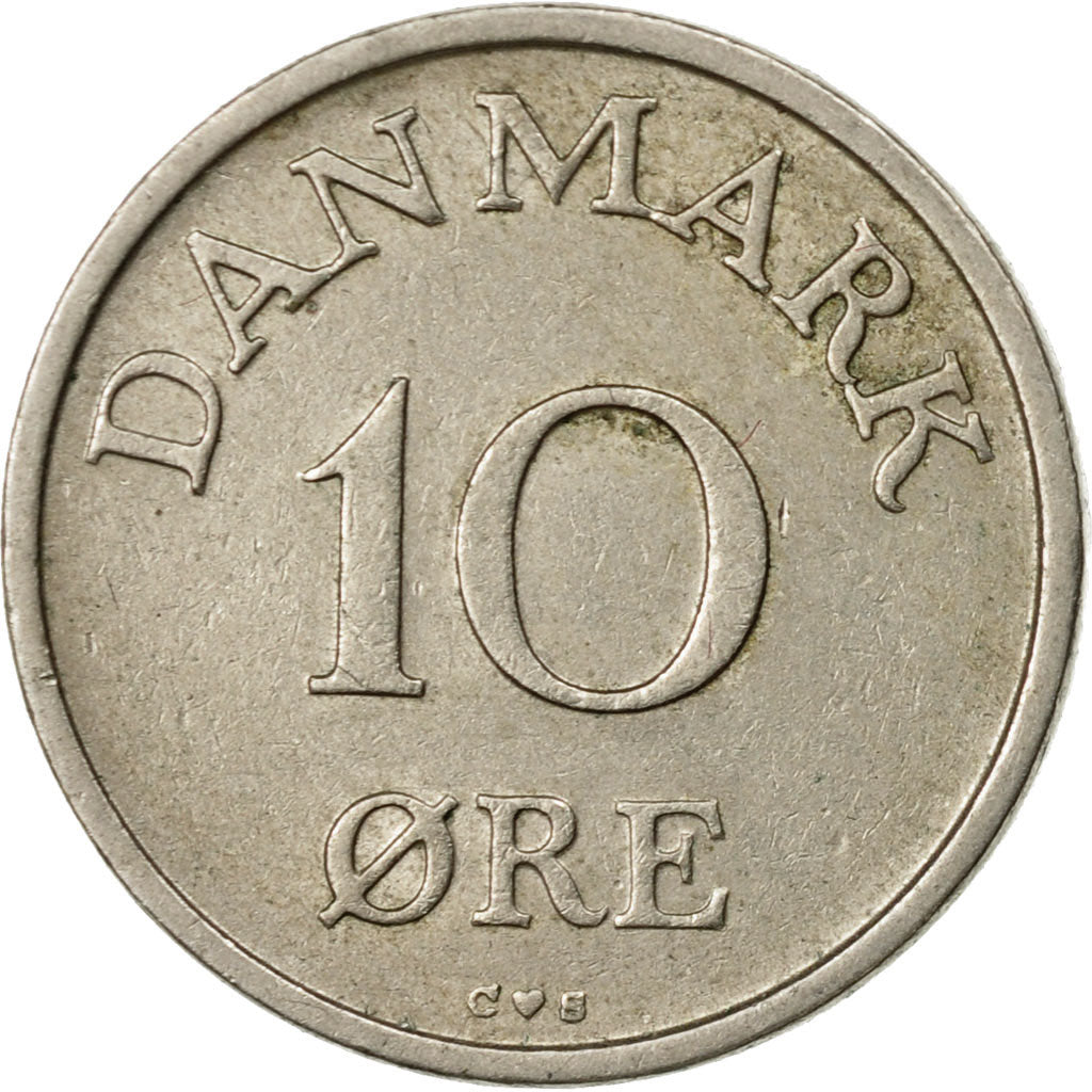 Coin, Denmark, Frederik IX, 10 Öre, 1958, Copenhagen, EF(40-45), Copper-nickel