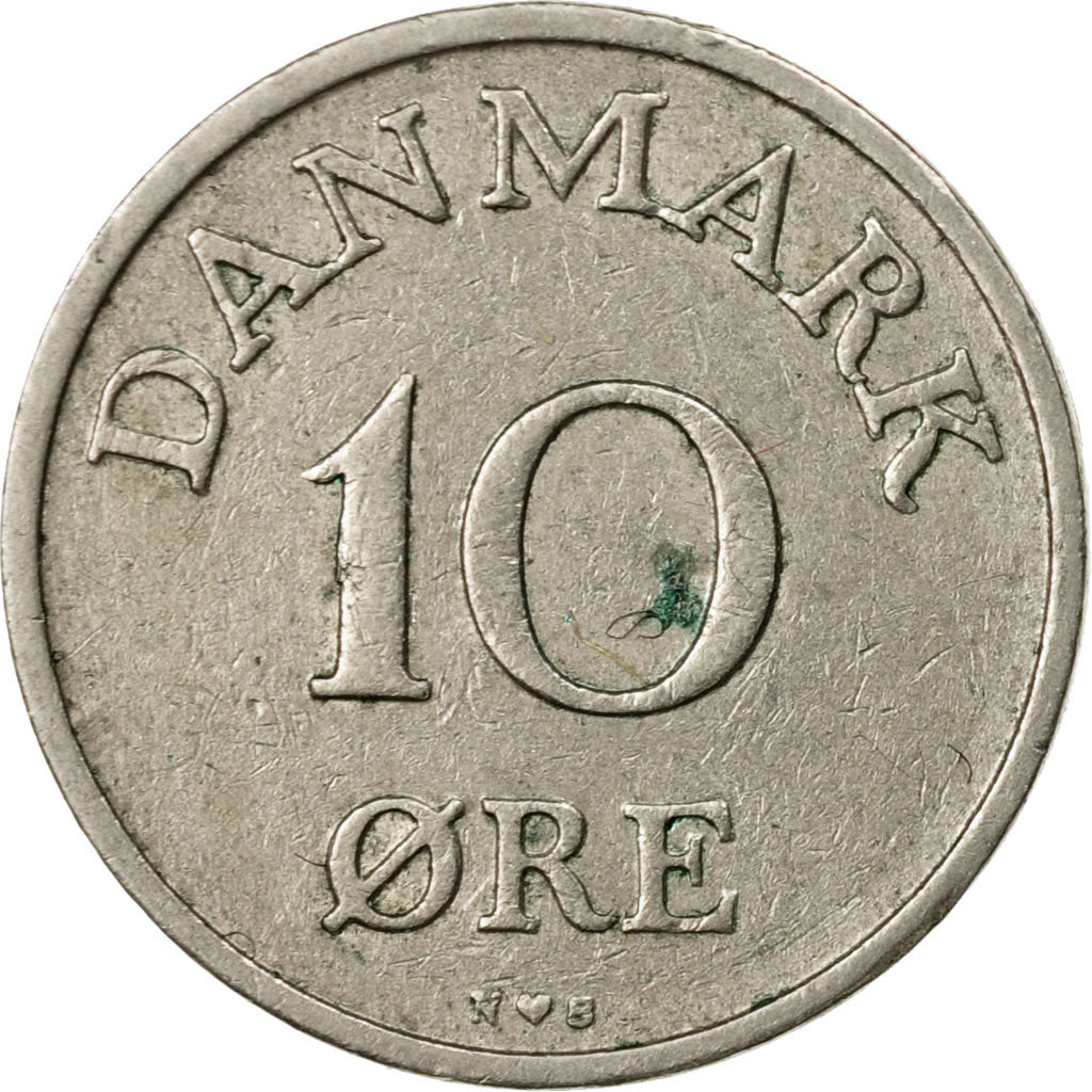 Coin, Denmark, Frederik IX, 10 Öre, 1955, Copenhagen, EF(40-45), Copper-nickel