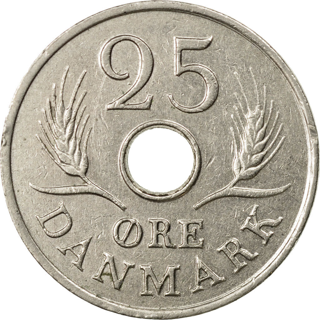 Moneta, Danimarca, Frederik IX, 25 Öre, 1967, Copenhagen, BB, Rame-nichel