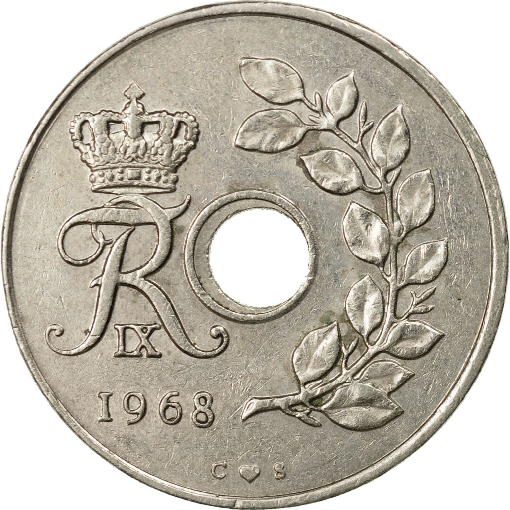 Moneta, Danimarca, Frederik IX, 25 Öre, 1968, Copenhagen, BB, Rame-nichel