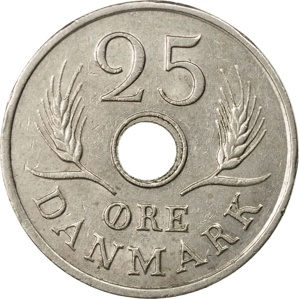 Moneta, Danimarca, Frederik IX, 25 Öre, 1968, Copenhagen, BB, Rame-nichel