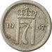 Coin, Norway, Haakon VII, 10 Öre, 1957, EF(40-45), Copper-nickel, KM:396