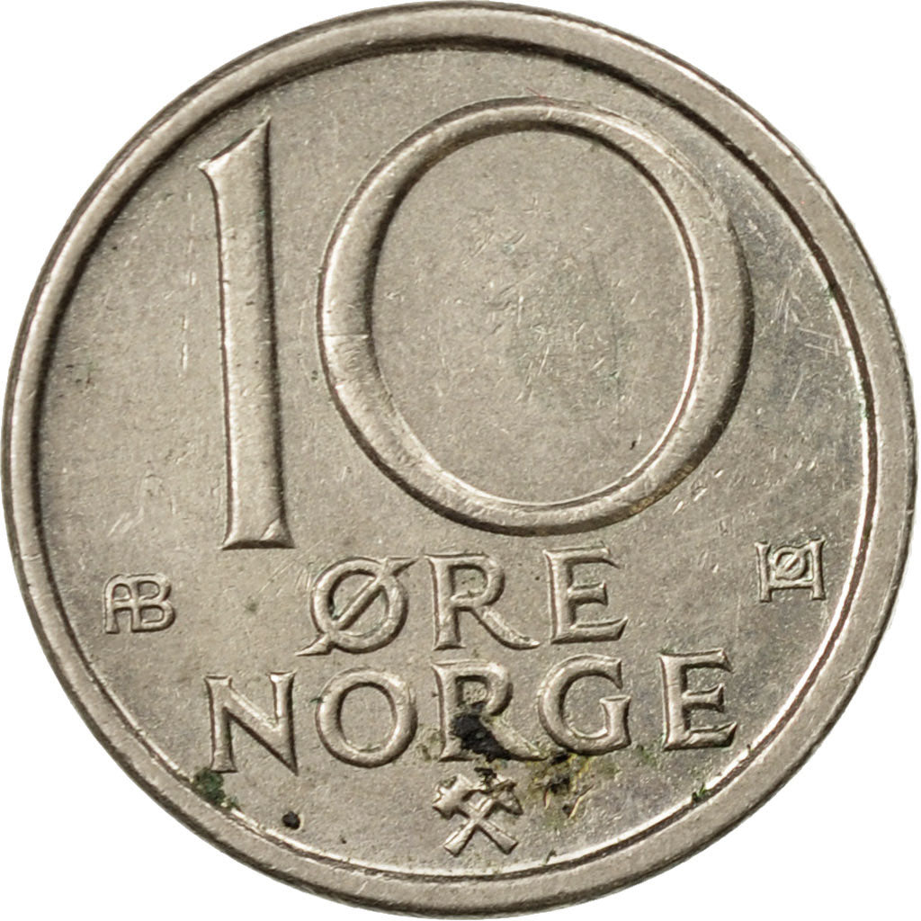 Coin, Norway, Olav V, 10 Öre, 1974, EF(40-45), Copper-nickel, KM:416