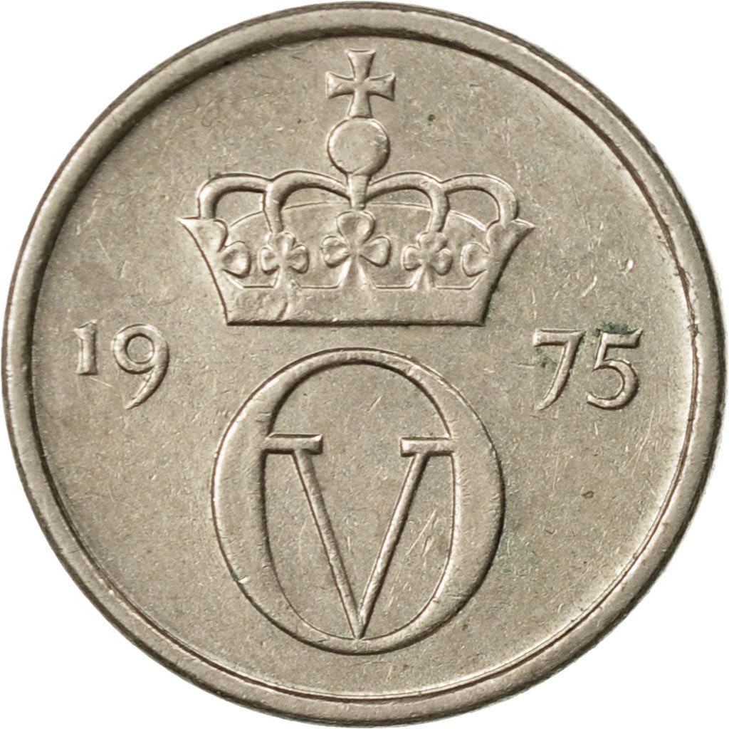 Coin, Norway, Olav V, 10 Öre, 1975, EF(40-45), Copper-nickel, KM:416