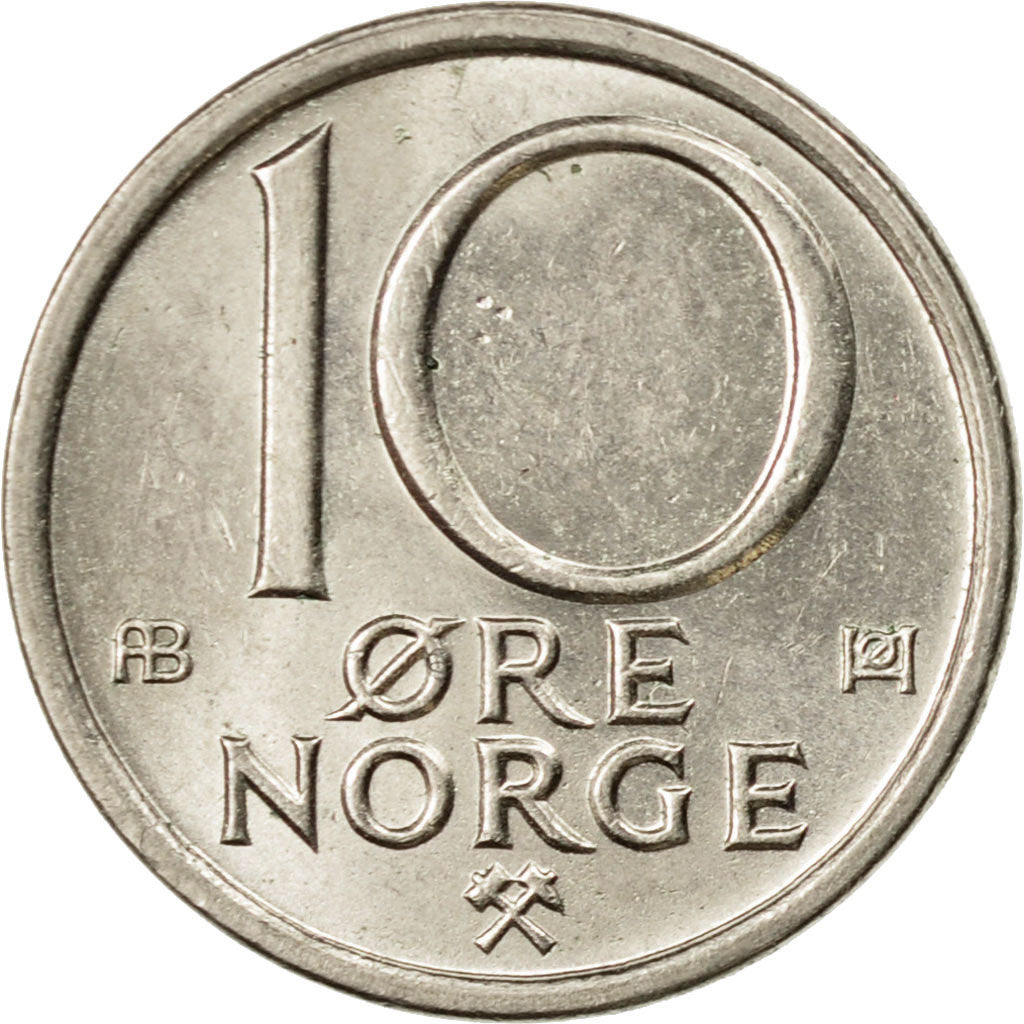 Coin, Norway, Olav V, 10 Öre, 1976, EF(40-45), Copper-nickel, KM:416