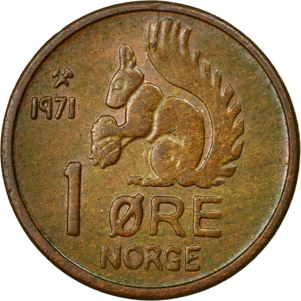 Coin, Norway, Olav V, Ore, 1971, EF(40-45), Bronze, KM:403