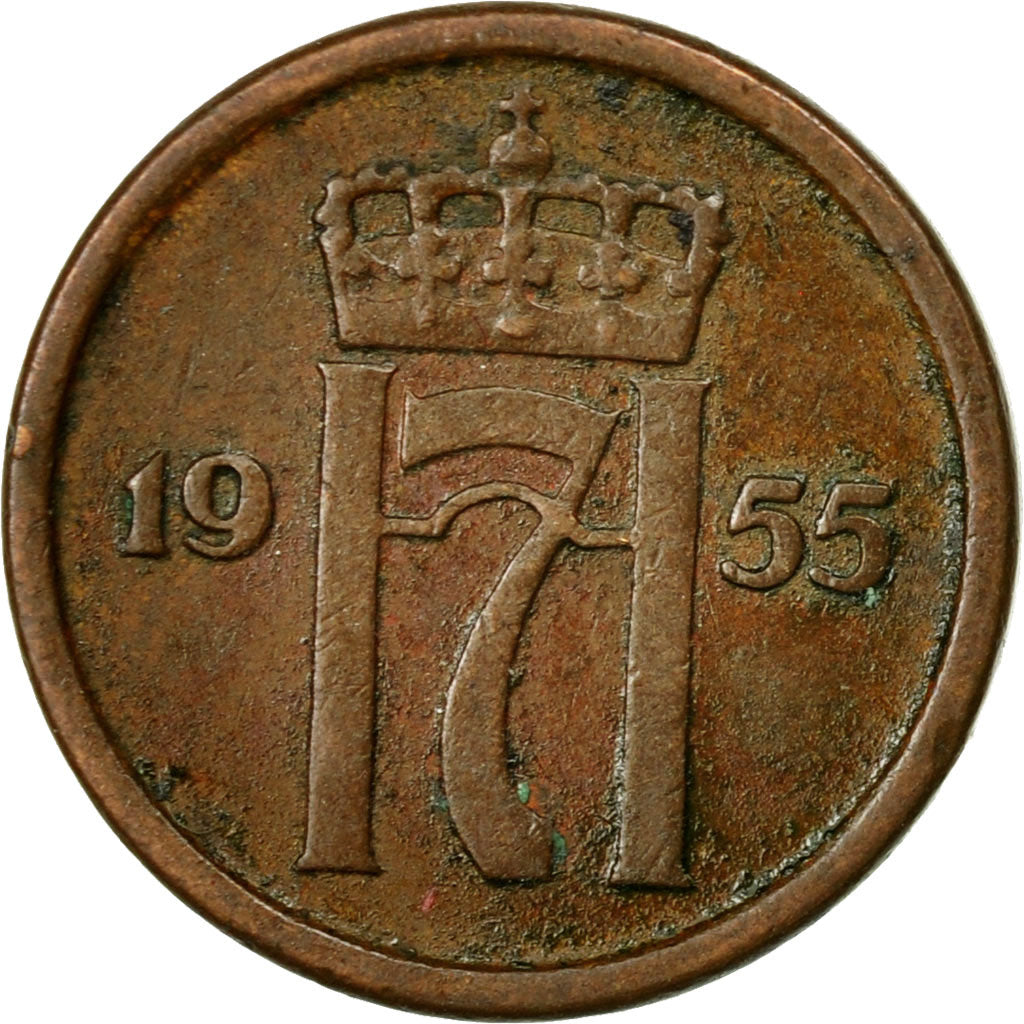Coin, Norway, Haakon VII, Ore, 1955, EF(40-45), Bronze, KM:398