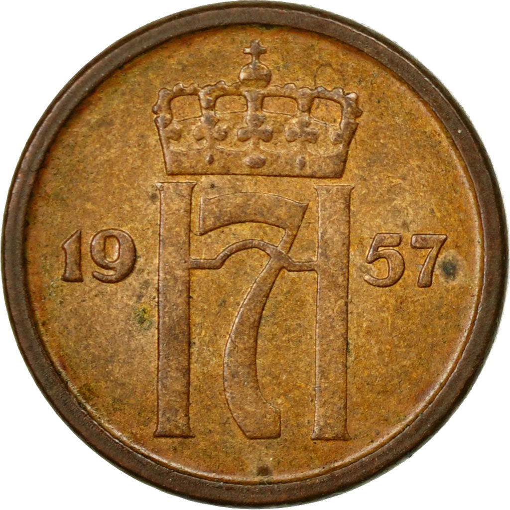 Coin, Norway, Haakon VII, Ore, 1957, EF(40-45), Bronze, KM:398