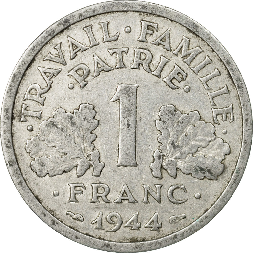 Coin, France, Bazor, Franc, 1944, Castelsarrasin, EF(40-45), Aluminum, KM:902.3