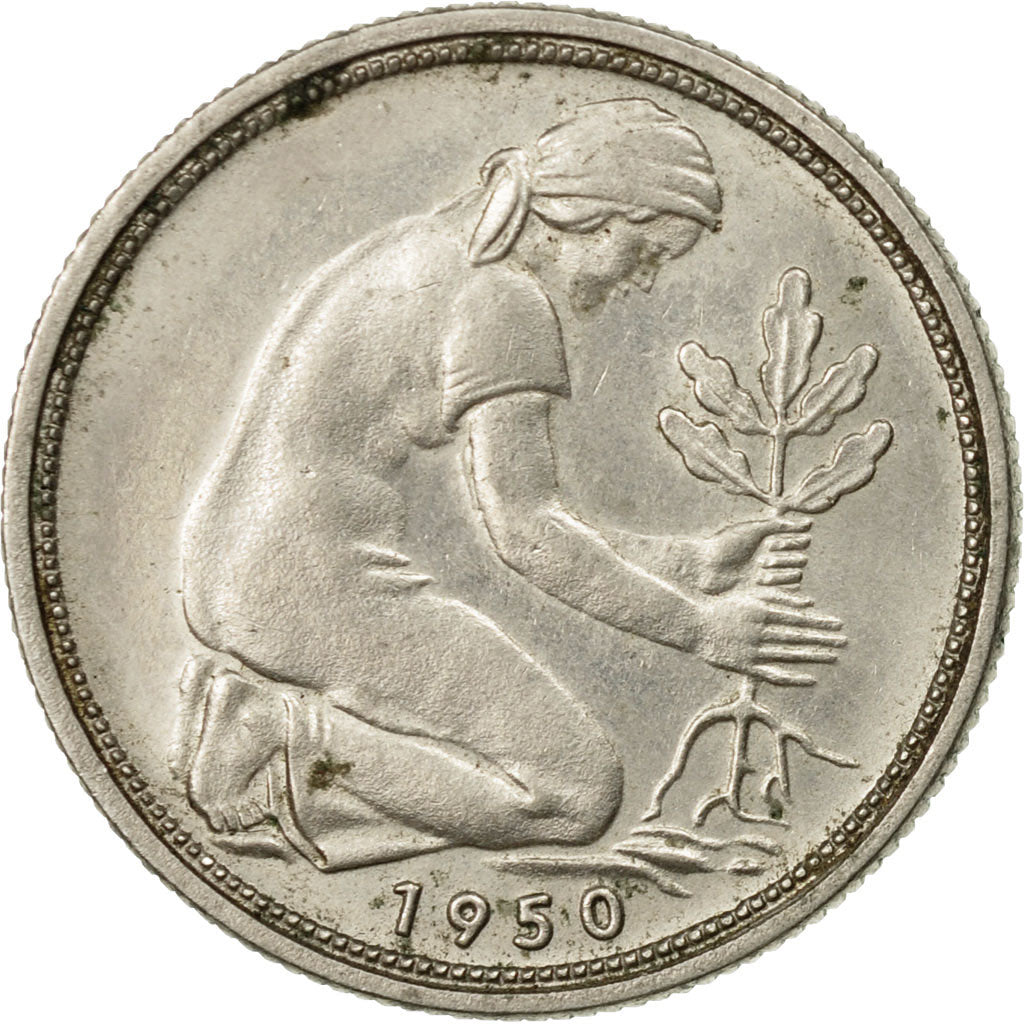 Munten, Federale Duitse Republiek, 50 Pfennig, 1950, Stuttgart, ZF