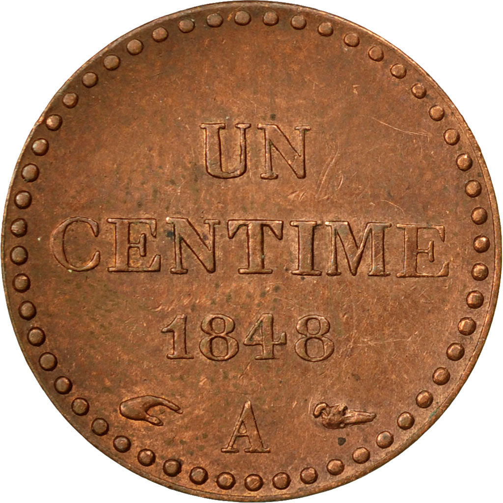 Munten, Frankrijk, Dupré, Centime, 1848, Paris, ZF, Bronze, KM:754, Gadoury:84