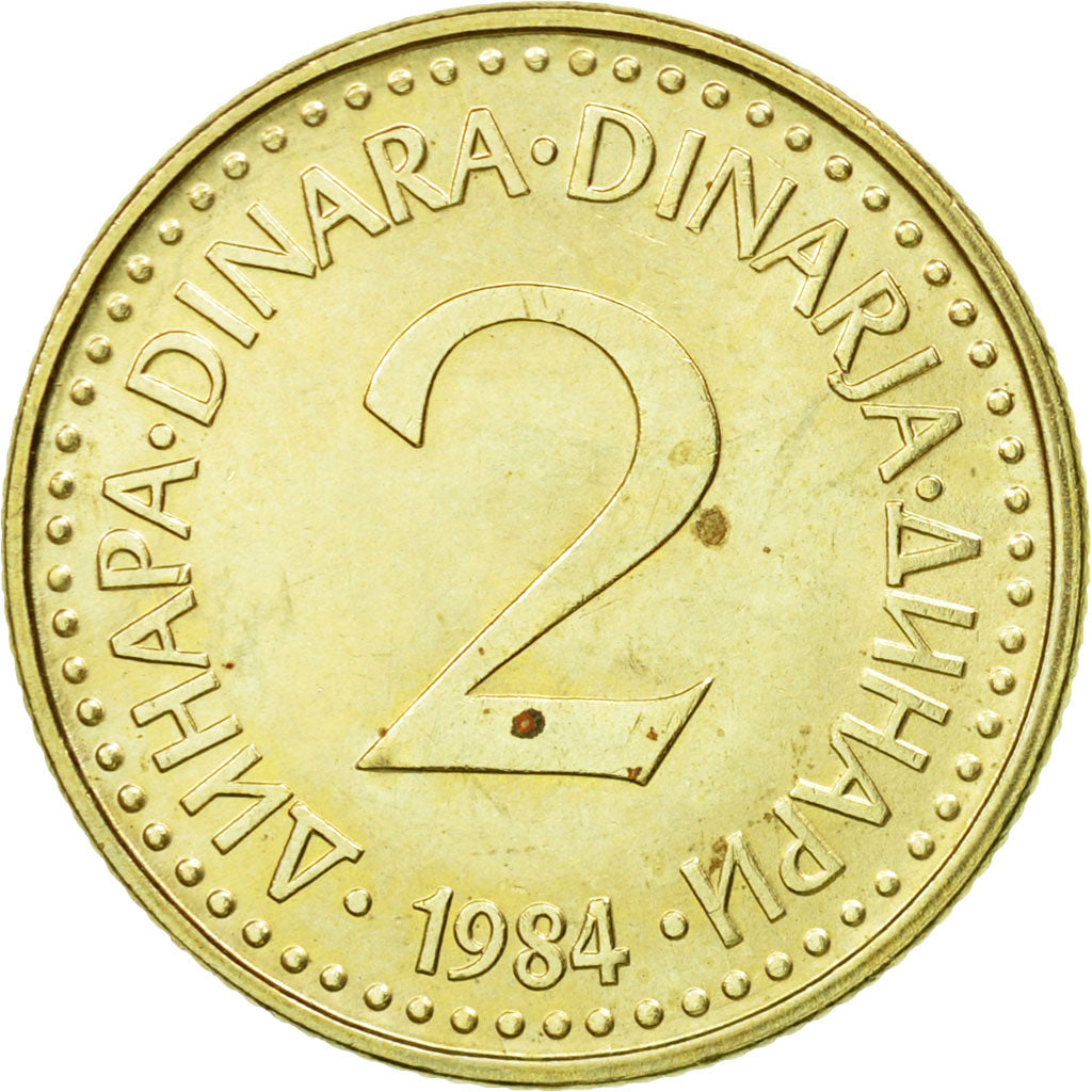 Coin, Yugoslavia, 2 Dinara, 1984, EF(40-45), Nickel-brass, KM:87