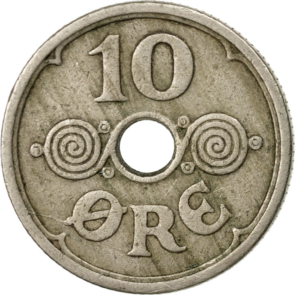 Coin, Denmark, Christian X, 10 Öre, 1924, Copenhagen, EF(40-45), Copper-nickel