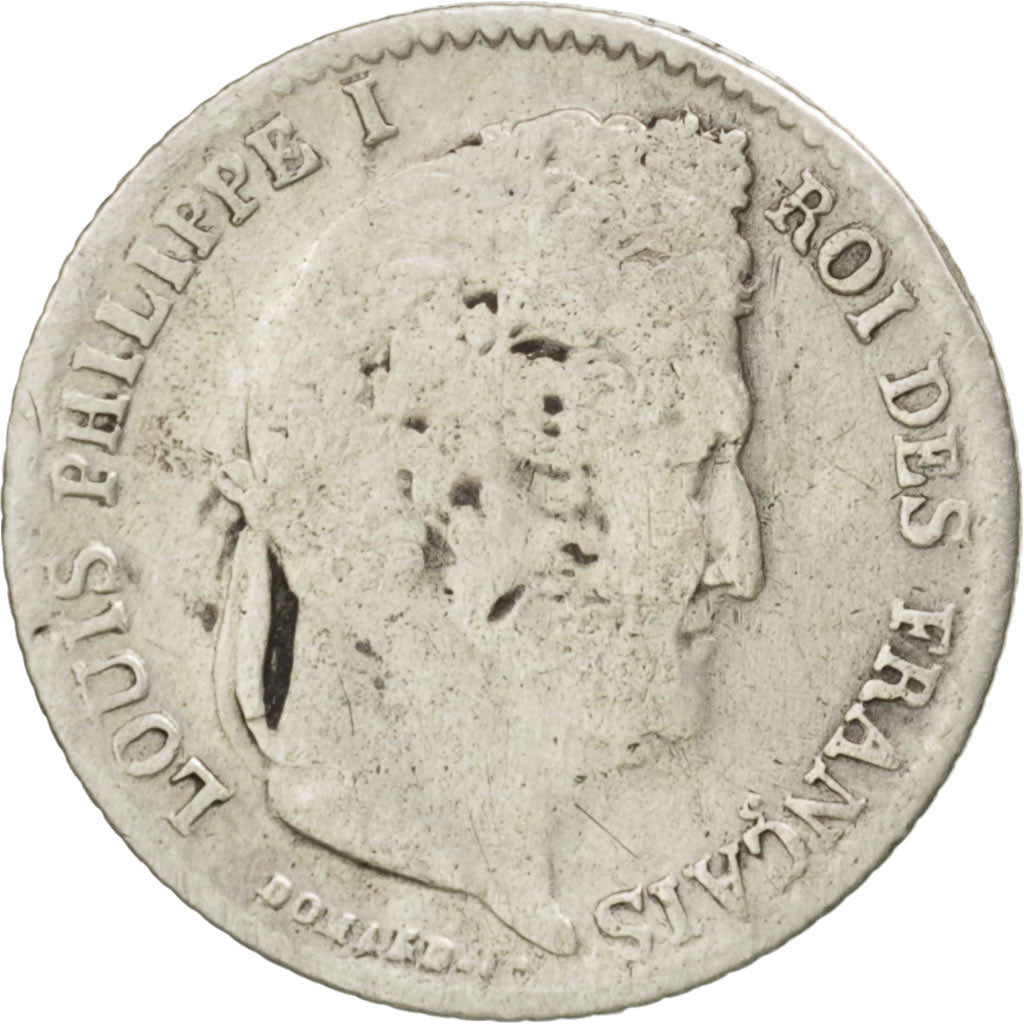 Moneta, Francia, Louis-Philippe, 1/4 Franc, 1838, Lille, B, Argento, KM:740.13