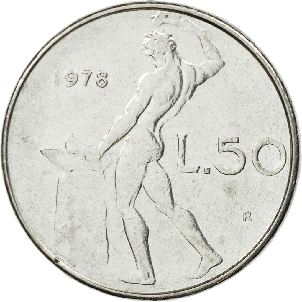 Coin, Italy, 50 Lire, 1978, Rome, EF(40-45), Stainless Steel, KM:95.1