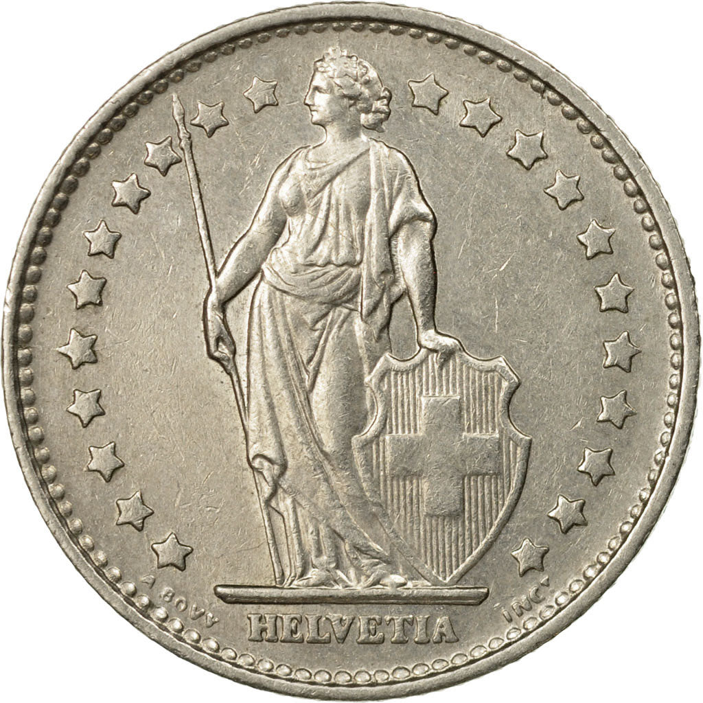 Coin, Switzerland, Franc, 1968, Bern, EF(40-45), Copper-nickel, KM:24a.1