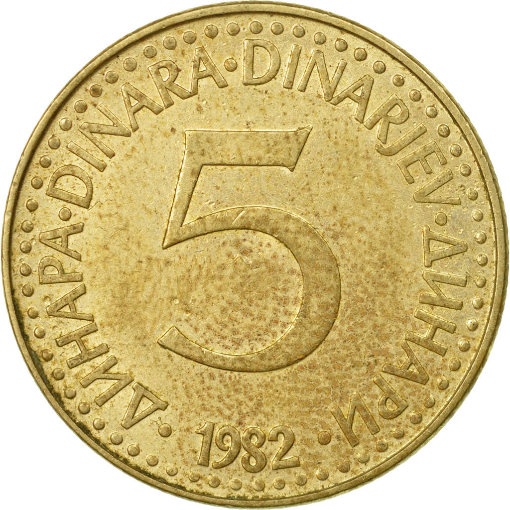 Coin, Yugoslavia, 5 Dinara, 1982, EF(40-45), Nickel-brass, KM:88