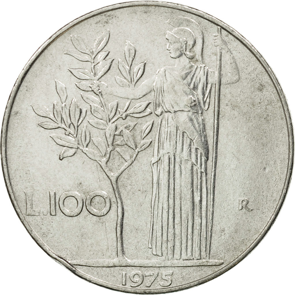 Coin, Italy, 100 Lire, 1975, Rome, EF(40-45), Stainless Steel, KM:96.1
